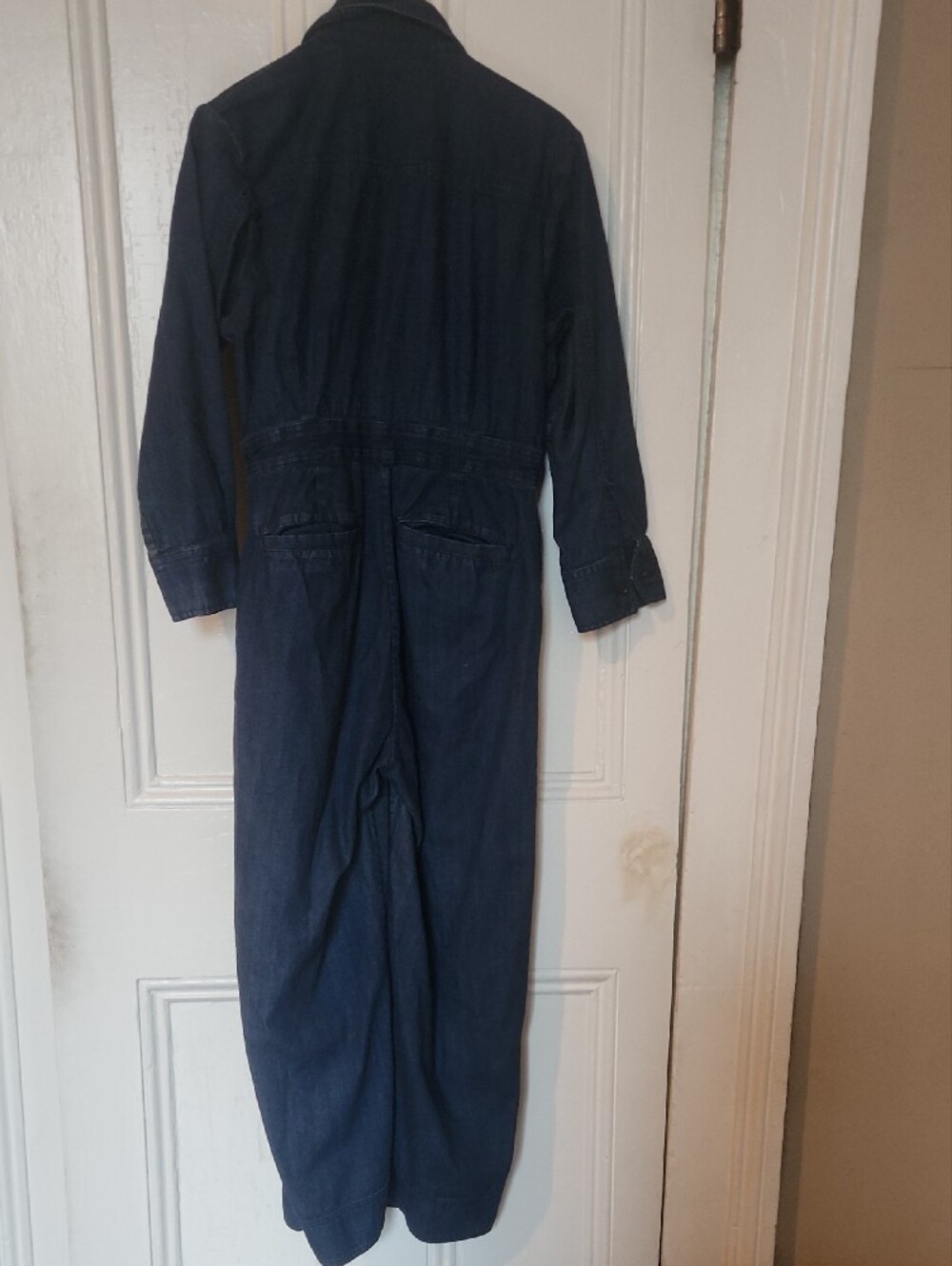 Banana Republic Navy Denim Tie-Waist Jumpsuit